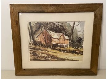 Print Of A Barn In The Woods By George Sutherland