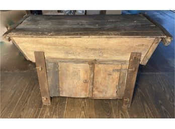 Antique, Very Rustic Hand Hewn Wooden Table