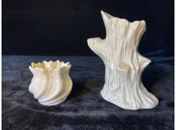 Belleek Tree Form Vase And Small Pot