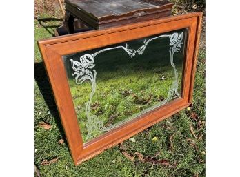 Framed And Etched Flower Mirror