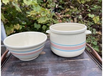 McCoy Pink And Blue Striped Ware Set Lot 1