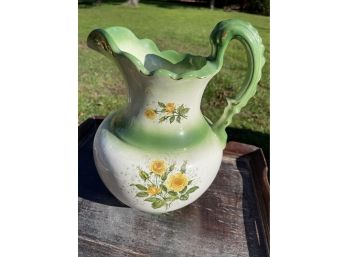 Beautiful Green And Gold Flower Pitcher