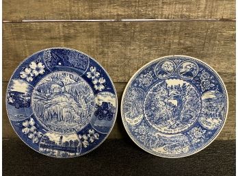 Blue And White Virginia Plates Including Staffordshire