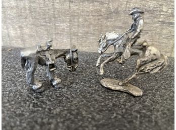 Miniature Horse And Cowboy Figurines