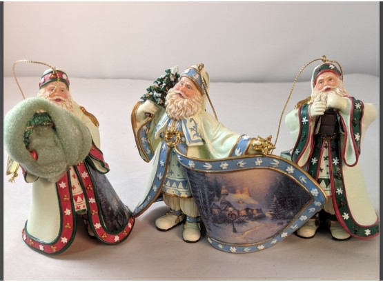 First Issues Of Thomas Kinkade's Old World Santa Ornaments Set  2003 Heirloom Ornaments - Ashton Drake COA