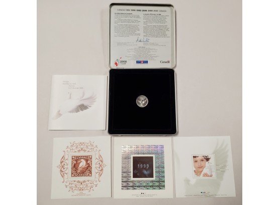 Canada Post Official Millennium Keepsake: Dove Coin Token,Hologram Stamp 46 Cent Steel Engraving Dove Stamp 95