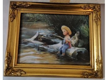 Pemberton And Oakes: The Little Fisherman Lithograph & Beautiful Gold Frame
