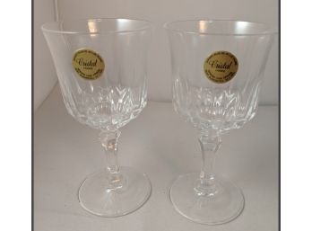 Two French Lead Crystal Glasses - ' Cristal France 24 Lead' Unused In Orig Box