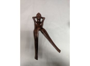 Antique Moveable Hand Carved Wooden Lady Form Nutcracker