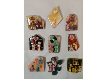 Nine Little People Pins By Lucinda, Impressionistic And Minimalistic