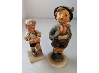 Two Vintage Hummel - Goebel German Figurines. Little Drummer Boy & Hiker Boy Figurines