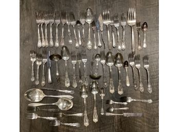 Vintage Lot Of Silver Plated Utensils. 53 Pieces. Special Serving Pieces. Total Weight Of 4 Pounds, 11 Ounces.