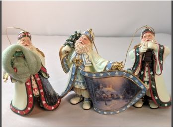 First Issues Of Thomas Kinkade's Old World Santa Ornaments Set  2003 Heirloom Ornaments - Ashton Drake COA