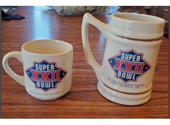 Two Super Bowl XXII Drinking Vessels- A Stein & A Coffee Cup