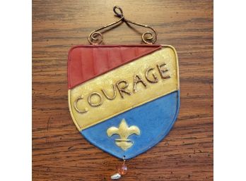 Vintage Hand- Crafted Scouting Metal COURAGE Shield