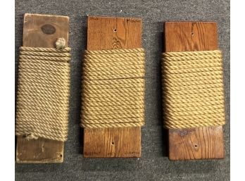 Three Wood Planks Wrapped With Rope  Used In Tai Kwan Do Studio To Toughen Punching Hands
