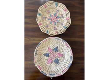 Two Vintage Woven Plate Chargers