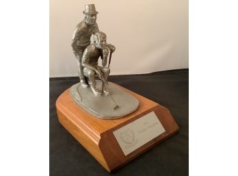 1994 Golf Trophy New Haven County Club- Hudson Pewter Sculpture By Philip Kraczkowski - ' The Big Reading'