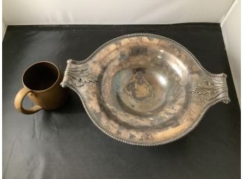 Lot Of 2 Items. 1 Copper Cup And One Silver Plated Bowl Made In England.