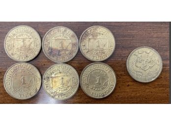 Seven Connecticut Turnpike Fare Coin Tokens