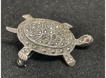 This Cute Little Sterling Silver Turtle Is Studded With Crystals And Precious Gems