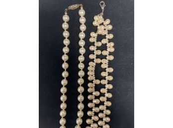 Pair Of Vintage Costume Pearl Necklace & Bracelet