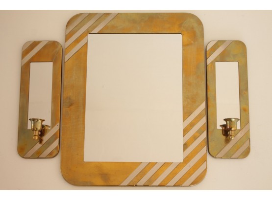 Very Glam HOUSE OF LLOYD Set Of 3 Brass & Chrome MCM Mirrors From 1989