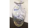Tall Mid Century Modern Hand Blown Glass Swirl Vase