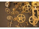 Large Lot  Of Vintage Antique Brass Mantle Clock Movements & Accessories From Germany & USA