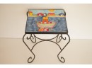 RARE NINO PARRUCCA Tile Top Signed Mid Century Modern Scolled Wrought Iron Table