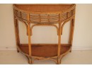 Vintage Curved Bamboo Console Table With Shelf
