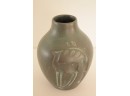 Vintage Mid Century Modern Ceramic Vase With Deer & Tree Motif Signed On The Bottom VILA Spain