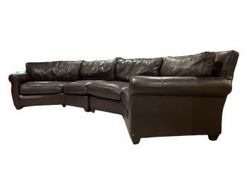 Lillian August Essentials Two Piece Chocolate Brown Leather Sectional