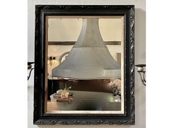 Vintage Carved Black Wood Mirror