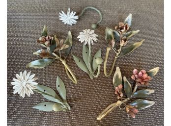 Assortment Of Vintage Looking Metal Flower Wall Hooks