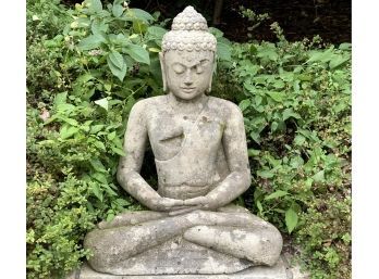 Amazing Concrete Buddha Statue Purchased At Lillian August  32' Tall