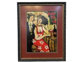 Signed Mixed Media Painting Of Bohemian Couple  (A) 17' X 22'