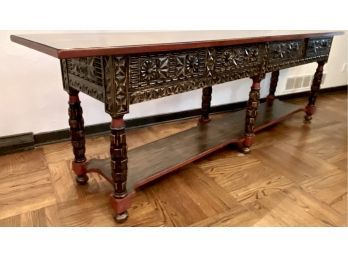 Vintage Lillian August Four Drawer Console / Library Table  -Nine Feet Long