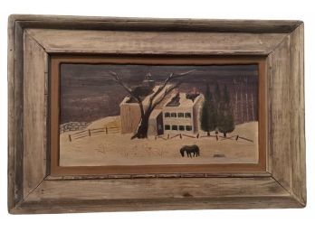 Primitive Oil On Board Painting By Listed Artist Antonio Mattei (1900-1956) 19' X 12.5'