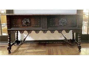 Antique Jacobean Style Carved Side Board Buffet 72' X 22' X 35'