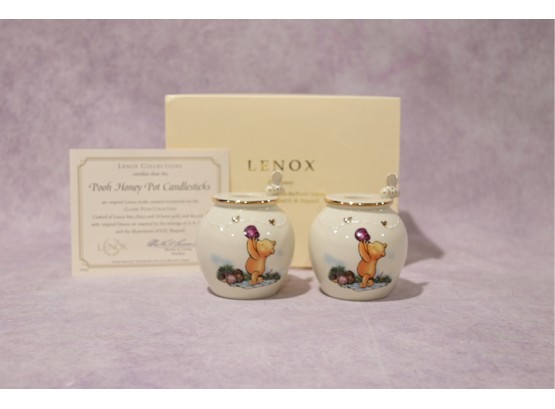 Lenox 'pooh Honey Pit Candle Sticks 2002 Dosney
