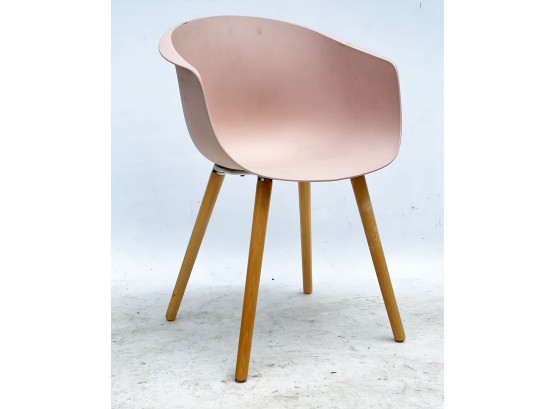 A Modern Acrylic And Oak Bucket Chair