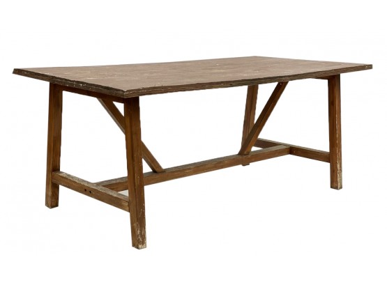 A Vintage Primitive Trestle Table