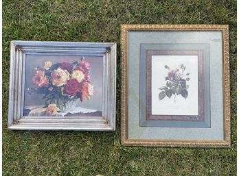 A Framed Still Life Oil On Board Signed Tomao And A Botanical Print