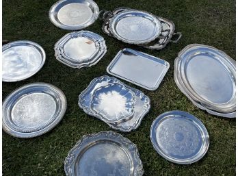 Vintage And Antique Silver Plate Trays