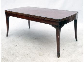 A Vintage Banded Mahogany Leather Top Coffee Table