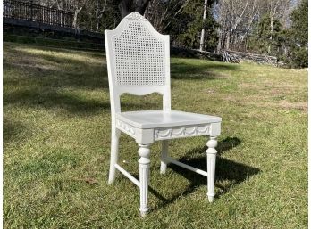 A White Painted Wood Cane Back Side Chair