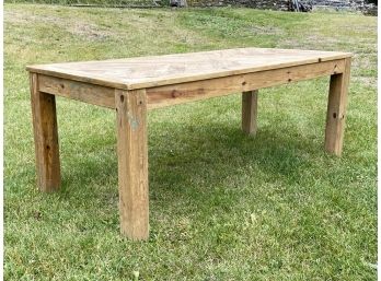 A Bespoke Reclaimed Pine Parquetry Top Farm Table
