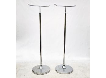 A Pair Of Vintage Chrome Clothes Hanging Racks