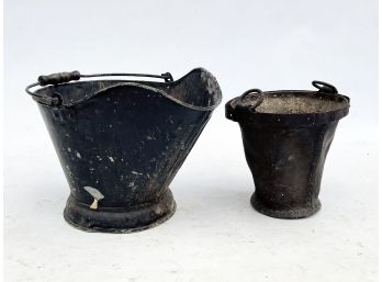 An Antique Coal Scuttle And Leather Fire Bucket